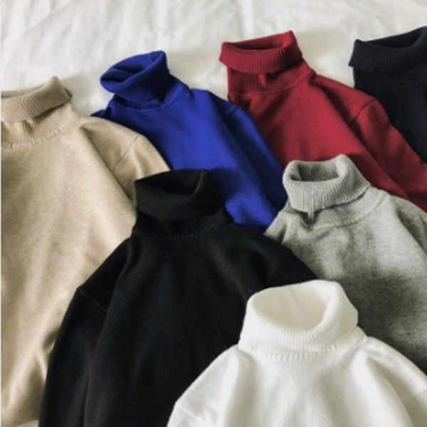 autumn and winter men's casual loose solid color high lapel all-match sweater, White;black
autumn and winter men's casual loose solid color high lapel all-match sweater, White;black