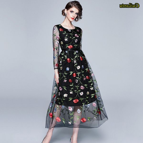 women spring autumn sheer o-neck midi dress mesh rose floral embroidery vintage long sleeve party casual female dresses
women spring autumn sheer o-neck midi dress mesh rose floral embroidery vintage long sleeve party casual female dresses
