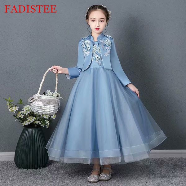 fadistee girl dress flower girl dresses lace girl infant dress kids formal wear girls dress floor-length tulle and satin long sleeve, White;blue
fadistee girl dress flower girl dresses lace girl infant dress kids formal wear girls dress floor-length tulle and satin long sleeve, White;blue