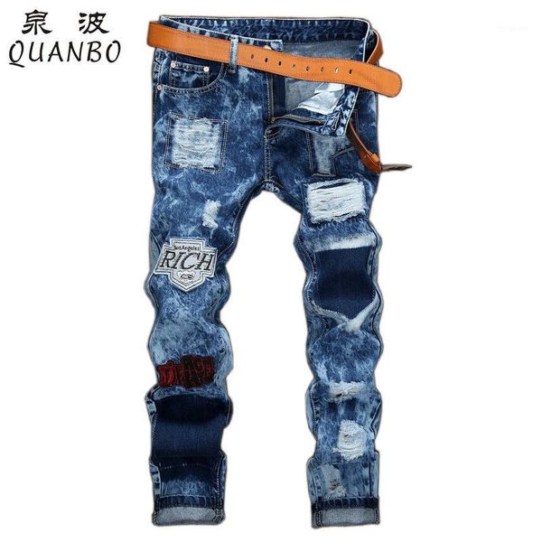 2020 new arrival fashion men biker jeans distressed slim denim pants pleated motorcycle joggers male designer cargo jeantrousers1, Blue 
2020 new arrival fashion men biker jeans distressed slim denim pants pleated motorcycle joggers male designer cargo jeantrousers1, Blue