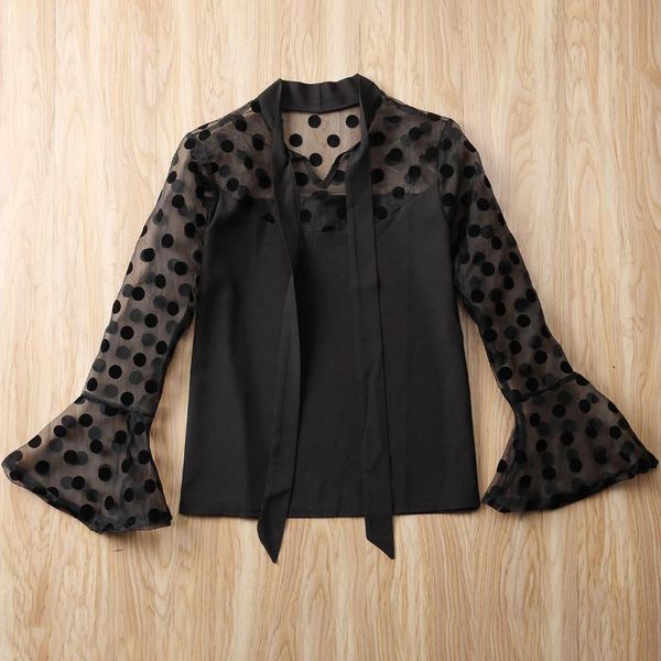 mesh sheer shirts women's polka dot blouse 2021 elegant petal sleeve ruffle female blusas oversized tunic xl, White
mesh sheer shirts women's polka dot blouse 2021 elegant petal sleeve ruffle female blusas oversized tunic xl, White
