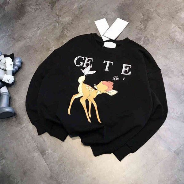 2022 factory wholesale new autumn fashion urban leisure letter deer print pullover round neck men's and women's same couple's, Black
2022 factory wholesale new autumn fashion urban leisure letter deer print pullover round neck men's and women's same couple's, Black