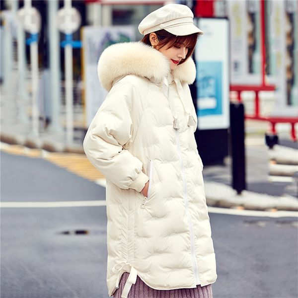 large real fur collar winter jacket women down coat thick warm 90% white duck parka coats hooded long 201103, Black
large real fur collar winter jacket women down coat thick warm 90% white duck parka coats hooded long 201103, Black