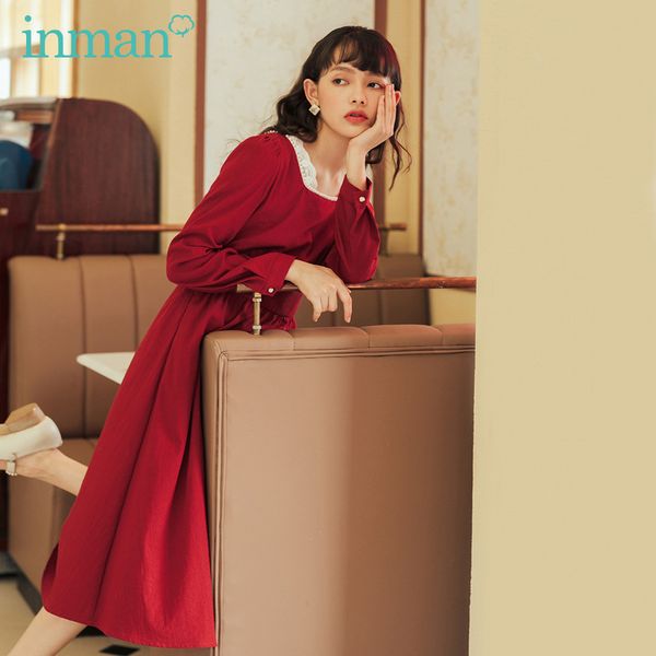 inman autumn winter new arrival french style lace square collar long sleeve with bead dress 201126, Black;gray
inman autumn winter new arrival french style lace square collar long sleeve with bead dress 201126, Black;gray