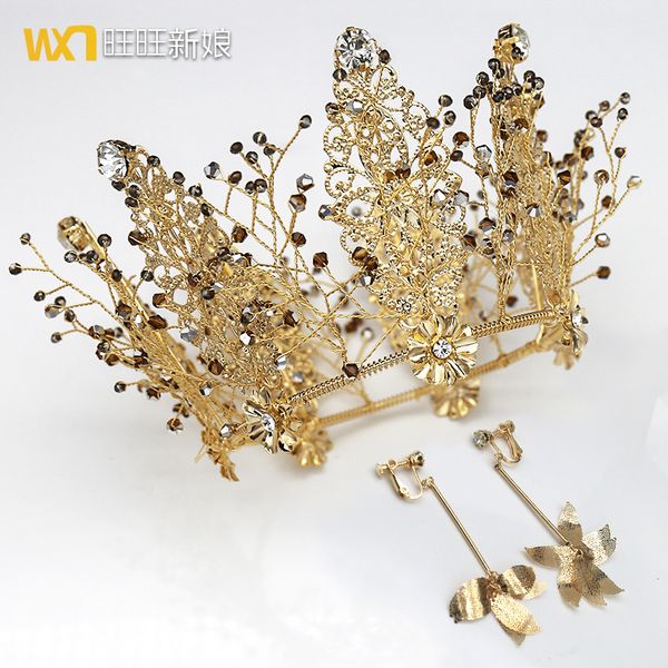 new bridal headdress baroque crystal queen round crown wedding dress dinner accessories, Silver
new bridal headdress baroque crystal queen round crown wedding dress dinner accessories, Silver