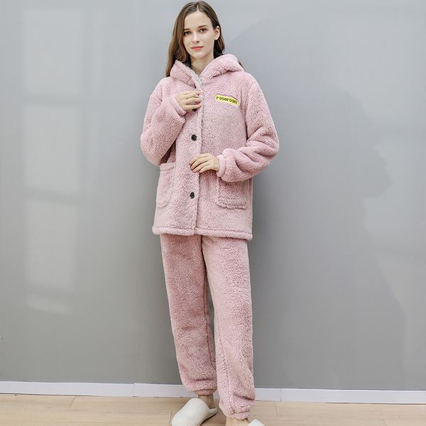 2021 new women's autumn winter flannel pyjamas hooded solid thick female sleepwear single breasted long pants warm pijama pgnt, Black;red
2021 new women's autumn winter flannel pyjamas hooded solid thick female sleepwear single breasted long pants warm pijama pgnt, Black;red