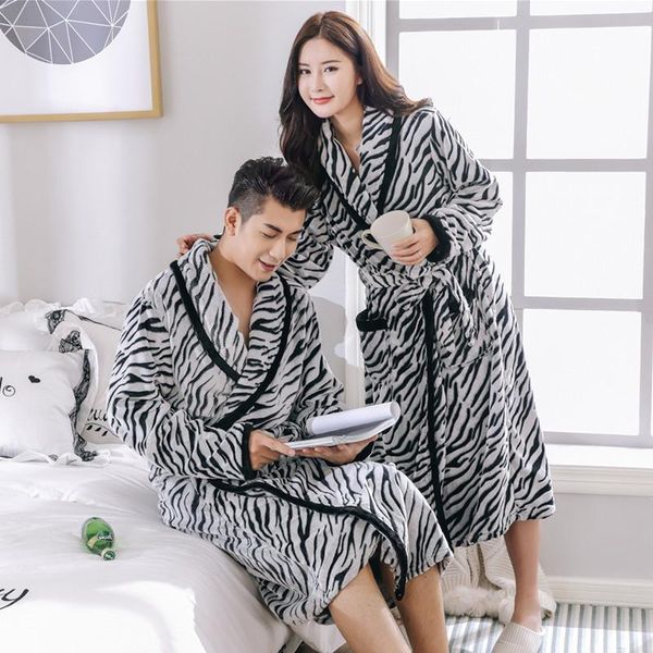 men's sleepwear couple flannel robes with sashes zebra striped women men bathrobe long winter warm turn-down collar homewear pajamas, Black;brown
men's sleepwear couple flannel robes with sashes zebra striped women men bathrobe long winter warm turn-down collar homewear pajamas, Black;brown