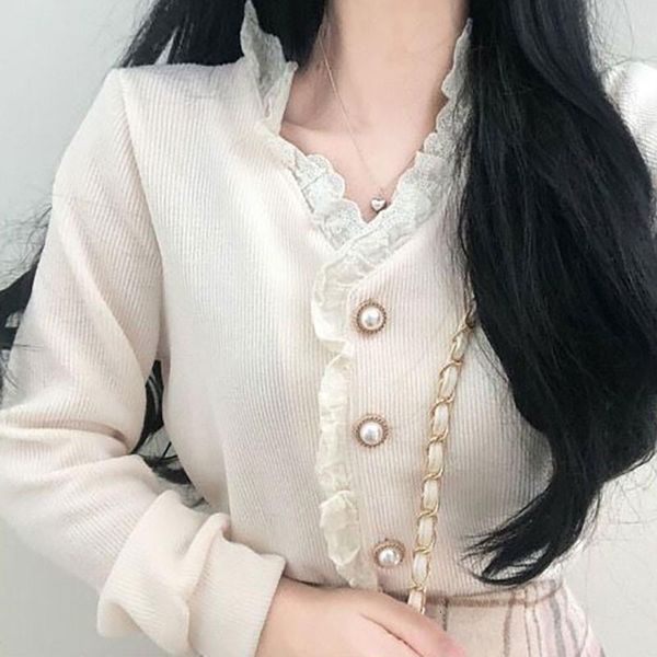 fifichuyi long sleeve v neck lace trim single breasted ladies blusas vintage vestidos autumn winter womens and blouses, White
fifichuyi long sleeve v neck lace trim single breasted ladies blusas vintage vestidos autumn winter womens and blouses, White