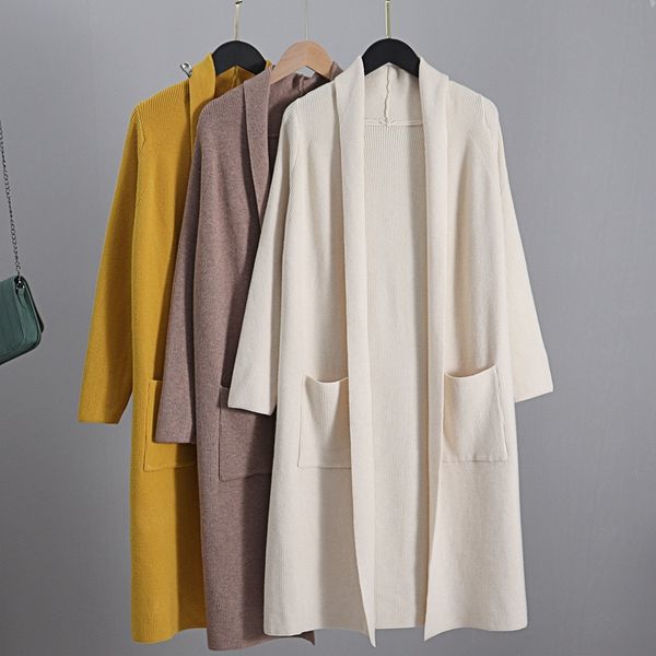 gigogou women long knit cardigan sweater autumn winter thick warm open stitch cardigans big pocket black oversized jacket coat y200915, White;black
gigogou women long knit cardigan sweater autumn winter thick warm open stitch cardigans big pocket black oversized jacket coat y200915, White;black
