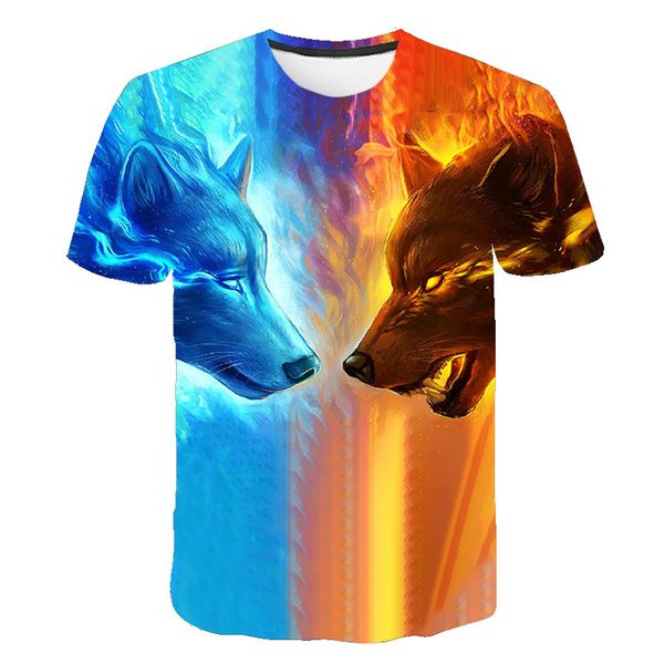 mens summer wolf animal printing blouse male 3d animal 3d print shirts harajuku graphic kawaii men clothing