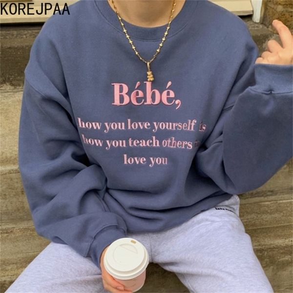 korejpaa chic letter embroidery sweatshirt women autumn simple korea fashion ladies o-neck long sleeve loose casual 220217, Black
korejpaa chic letter embroidery sweatshirt women autumn simple korea fashion ladies o-neck long sleeve loose casual 220217, Black