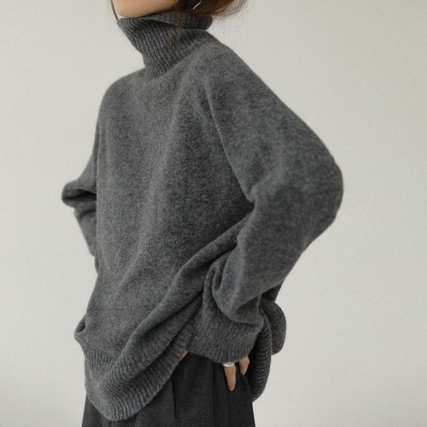 women autumn winter cashmere turtleneck sweater korean style knitted warm female pullover oversized sweater woman 2021 20515, White;black
women autumn winter cashmere turtleneck sweater korean style knitted warm female pullover oversized sweater woman 2021 20515, White;black