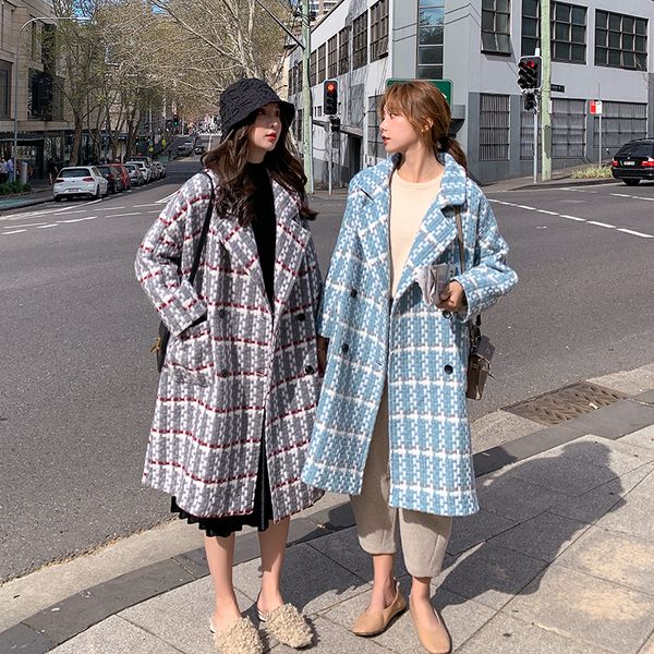 oversize large lapel woolen coat 2020 winter new women's retro double-breasted tartan coat casual thick warm women's jacket w45x10, Black
oversize large lapel woolen coat 2020 winter new women's retro double-breasted tartan coat casual thick warm women's jacket w45x10, Black
