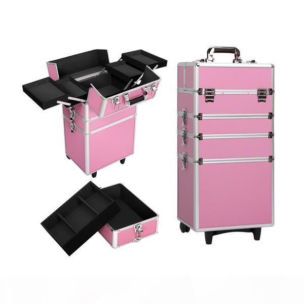 4-in-1 draw-bar style interchangeable aluminum rolling makeup case pink ship from us drop shipping
4-in-1 draw-bar style interchangeable aluminum rolling makeup case pink ship from us drop shipping