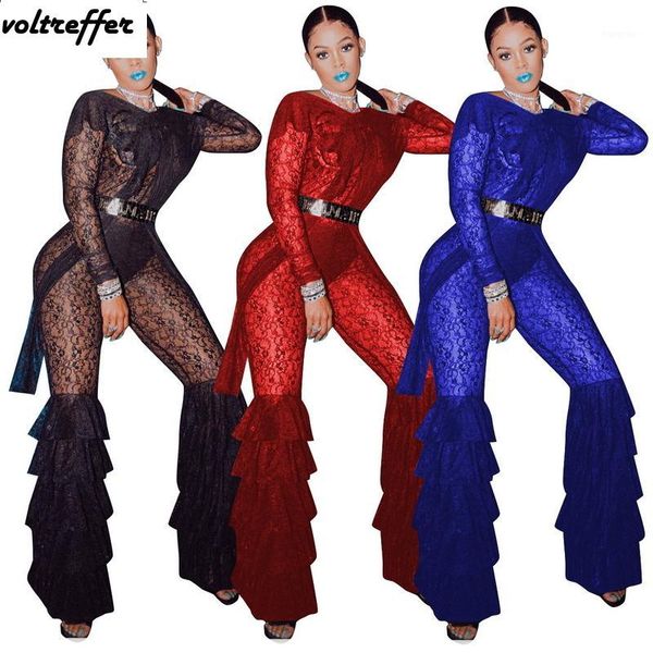 2019 spring v neck lace jumpsuits for women ruffles crochet sheer backless rompers lantern mono mujer1, Black;white
2019 spring v neck lace jumpsuits for women ruffles crochet sheer backless rompers lantern mono mujer1, Black;white