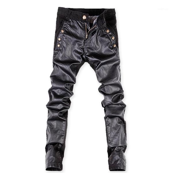 2020 cotton&pu spliced pants men, casual men's pants ,black men1, Blue 
2020 cotton&pu spliced pants men, casual men's pants ,black men1, Blue