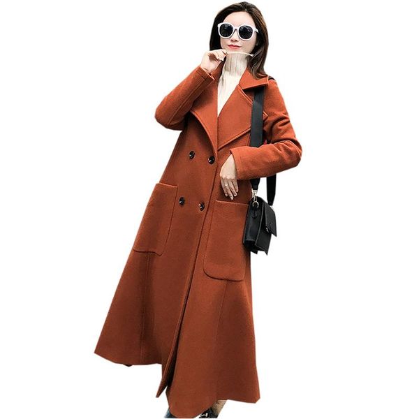 women's wool & blends autumn winter woolen jackets women long slim a line double breasted coats female casual outwear fp1509, Black
women's wool & blends autumn winter woolen jackets women long slim a line double breasted coats female casual outwear fp1509, Black