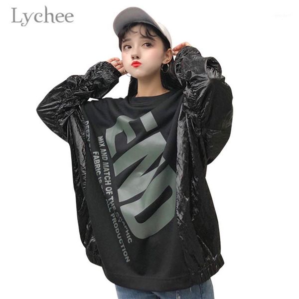 women's hoodies & sweatshirts lychee harajuku letter print patchwork oversize women sweatshirt o-neck long sleeve autumn casual punk go, Black
women's hoodies & sweatshirts lychee harajuku letter print patchwork oversize women sweatshirt o-neck long sleeve autumn casual punk go, Black