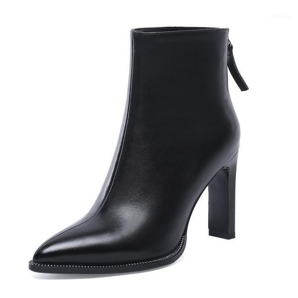 new women boots pointed toe high heel ankle boots genuine leather winter women black1, Black
new women boots pointed toe high heel ankle boots genuine leather winter women black1, Black