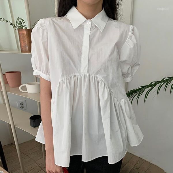 imucci korean chic simple wild collar loose hem wrinkle design sense casual bubble sleeve doll shirt female tide1, White
imucci korean chic simple wild collar loose hem wrinkle design sense casual bubble sleeve doll shirt female tide1, White