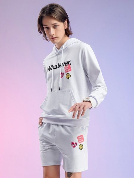men slogan and expression print kangaroo pocket drawstring hoodie & shorts 551e#, Gray
men slogan and expression print kangaroo pocket drawstring hoodie & shorts 551e#, Gray