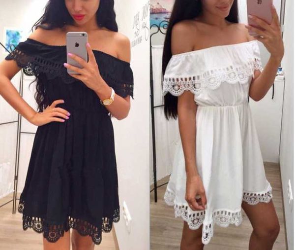 2021 fashion women elegant vintage sweet lace white dress stylish slash neck casual slim beach summer sundress female, Black;gray
2021 fashion women elegant vintage sweet lace white dress stylish slash neck casual slim beach summer sundress female, Black;gray