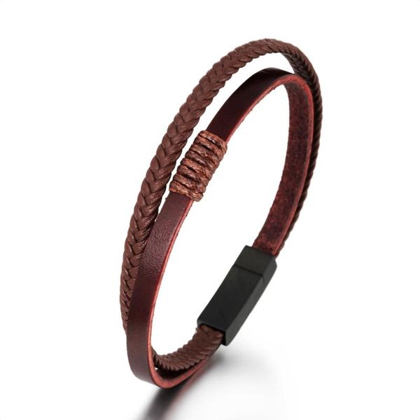 black brown leather braided stainless steel bracelet men's fashion charm bracelet, Golden;silver
black brown leather braided stainless steel bracelet men's fashion charm bracelet, Golden;silver