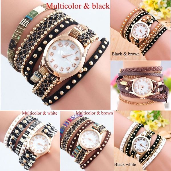 new arrival brand new 10 color women's casual vintage multilayer wristwatch weave wrap rivet leather alloy bracelet wrist watch, Silver
new arrival brand new 10 color women's casual vintage multilayer wristwatch weave wrap rivet leather alloy bracelet wrist watch, Silver