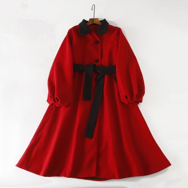 women's wool & blends hepburn woolen coat mid-length 2021 korean waist red long autumn winter women cashmere bow l903, Black
women's wool & blends hepburn woolen coat mid-length 2021 korean waist red long autumn winter women cashmere bow l903, Black