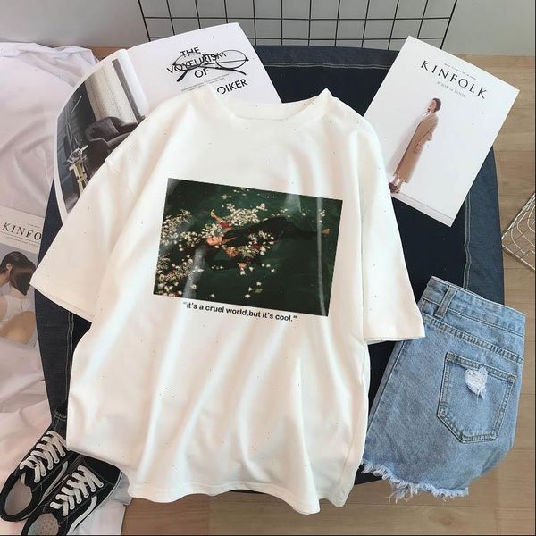 its a cruel world but its aesthetic flower letter print summer women harajuku retro casual loose t shirt, White
its a cruel world but its aesthetic flower letter print summer women harajuku retro casual loose t shirt, White