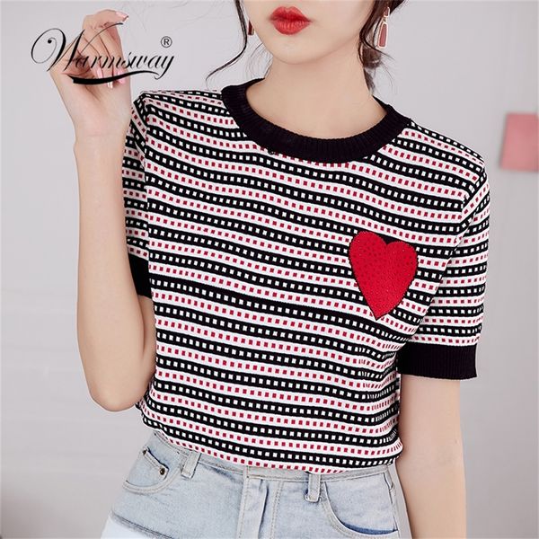 luxury designer brand knitted for women o neck drilling red love striped knitted t shirts black blue lj200814, White
luxury designer brand knitted for women o neck drilling red love striped knitted t shirts black blue lj200814, White