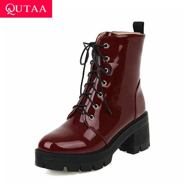 boots qutaa 2021 platform lace up zipper ankle square high heel round toe short cow patent leather women shoes size 34-42, Black
boots qutaa 2021 platform lace up zipper ankle square high heel round toe short cow patent leather women shoes size 34-42, Black