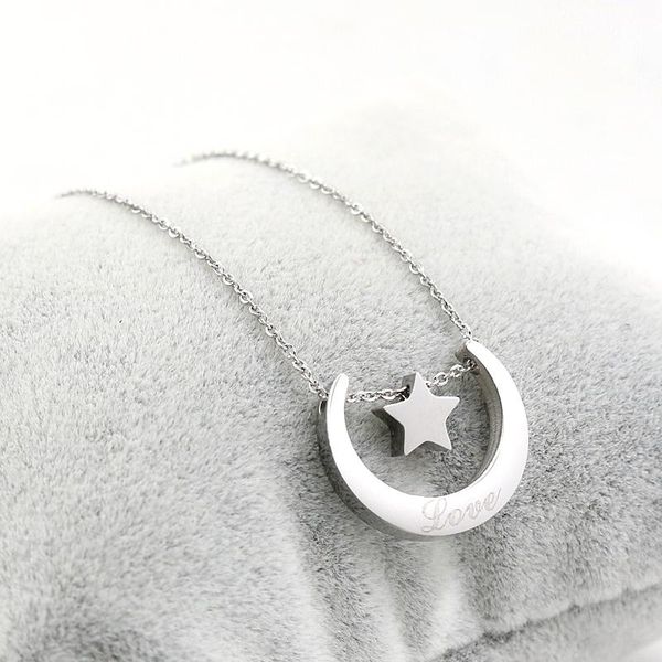 pendant necklaces gold plating moon star stainless steel woman chain necklace for wedding party jewelry gift, Silver
pendant necklaces gold plating moon star stainless steel woman chain necklace for wedding party jewelry gift, Silver