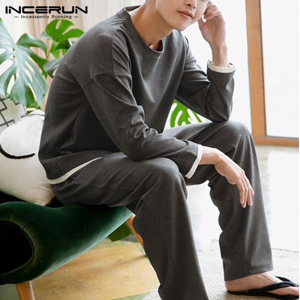 men comfy loose sleepwear incerun leisure patchwork pajama sets long sleeve o neck elastic baggy pants homewear suits s-5xl1, Black;brown
men comfy loose sleepwear incerun leisure patchwork pajama sets long sleeve o neck elastic baggy pants homewear suits s-5xl1, Black;brown