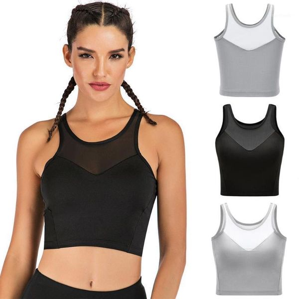 hxroolrp black women mesh stitching perspective sports vest running fitness yoga bra solid color short tank for ladies1, White;black 
hxroolrp black women mesh stitching perspective sports vest running fitness yoga bra solid color short tank for ladies1, White;black