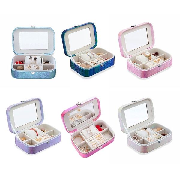 portable travel watch ring bracelet necklace storage box with mirror multi-function jewelry display organizer case, Pink;blue
portable travel watch ring bracelet necklace storage box with mirror multi-function jewelry display organizer case, Pink;blue