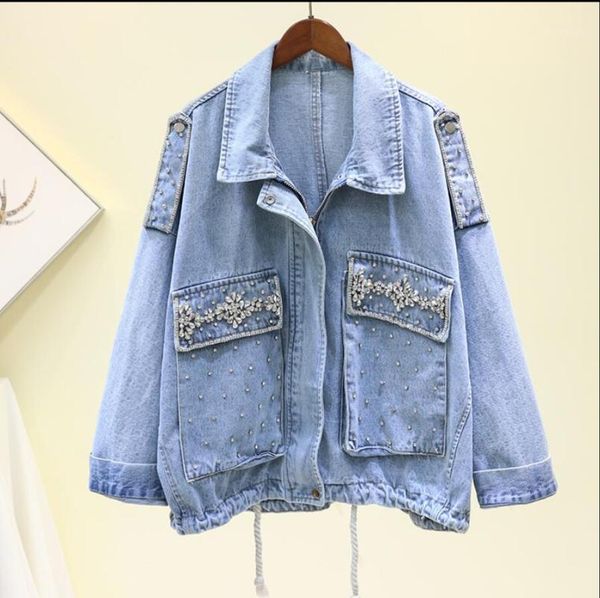 spring new loose denim jacket women oversize jean jacket plus size diamond student denim coat chaquetas1, Black;brown
spring new loose denim jacket women oversize jean jacket plus size diamond student denim coat chaquetas1, Black;brown