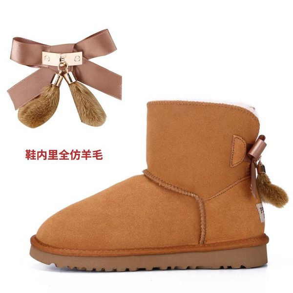 new round head cow two-layer leather casual women's snow boots with bowknot winter plus velvet warm snow boots women, Black
new round head cow two-layer leather casual women's snow boots with bowknot winter plus velvet warm snow boots women, Black