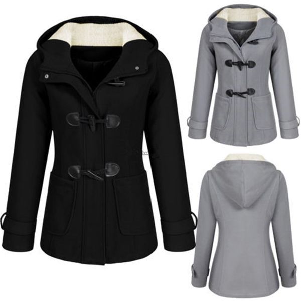 fashion casual winter warm slim jackets coat outwear fleece hooded horn button overcoat autumn women pockets long elegant coats 220114, Black;brown
fashion casual winter warm slim jackets coat outwear fleece hooded horn button overcoat autumn women pockets long elegant coats 220114, Black;brown