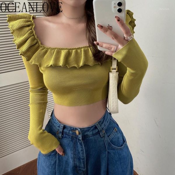 oceanlove 2021 spring solid green ruffles short woman sweaters slim korean square neck ins mujer sueters 194471, White;black
oceanlove 2021 spring solid green ruffles short woman sweaters slim korean square neck ins mujer sueters 194471, White;black