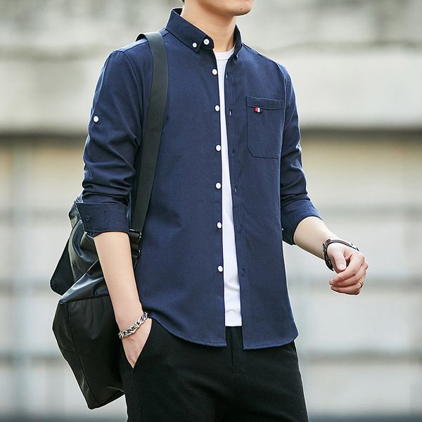 long sleeve spring autumn new pure color korean fashion cool casual loose tooling coat men's shirt, White;black
long sleeve spring autumn new pure color korean fashion cool casual loose tooling coat men's shirt, White;black