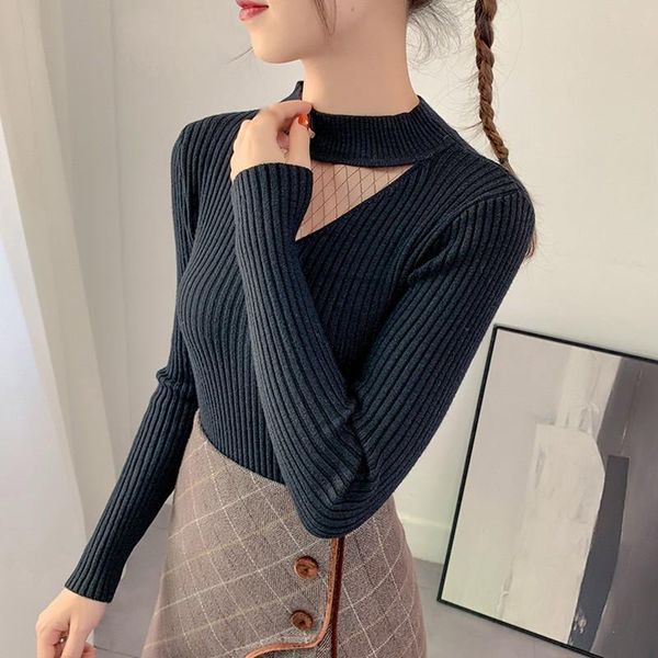 jlong mesh sweater korean fashion half high neck long sleeve sweaters women bottoming knitted, White;black
jlong mesh sweater korean fashion half high neck long sleeve sweaters women bottoming knitted, White;black