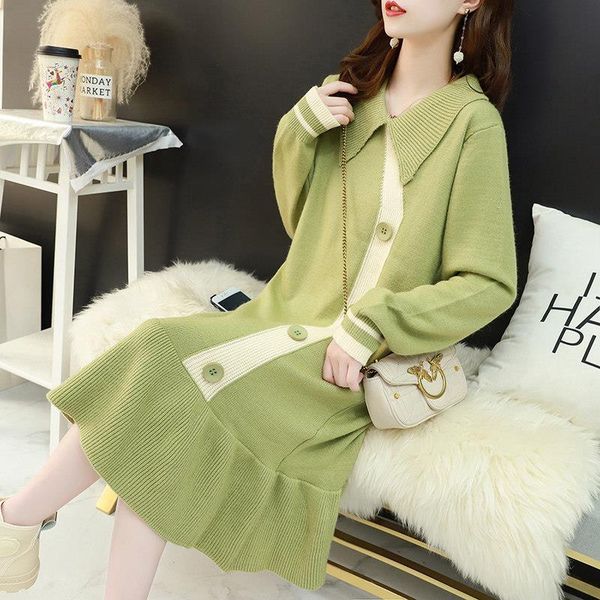 2021 new woman's jersey fall and winter girl's dress mid-length long sleeve loose korean collar knitted or z9ps, White;black
2021 new woman's jersey fall and winter girl's dress mid-length long sleeve loose korean collar knitted or z9ps, White;black