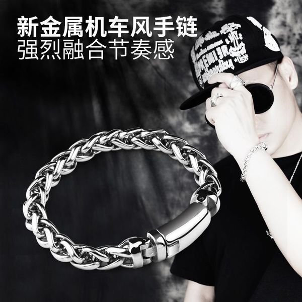 brief bracelet for men stainless steel fashion jewelry, Black
