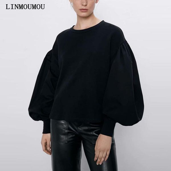 women's autumn and winter sweatershirt solid color stitching round neck pullover hoodie puff sleeve short casual sweatershirt1, Black
women's autumn and winter sweatershirt solid color stitching round neck pullover hoodie puff sleeve short casual sweatershirt1, Black