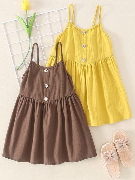 toddler girls 2pcs fake button cami dress she, Red;yellow
toddler girls 2pcs fake button cami dress she, Red;yellow