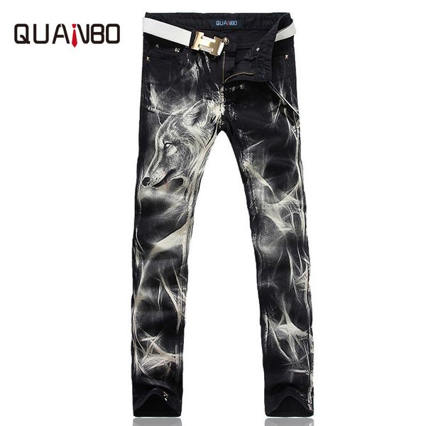new fashion men's wolf printed jeans men slim straight black stretch jeans designer pants nightclubs singers lj200911, Blue
new fashion men's wolf printed jeans men slim straight black stretch jeans designer pants nightclubs singers lj200911, Blue
