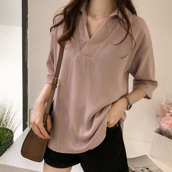 women's blouses & shirts summer fashion women long sleeve turn down collar striped blouse casual loose blusa elegant -3xl, White
women's blouses & shirts summer fashion women long sleeve turn down collar striped blouse casual loose blusa elegant -3xl, White