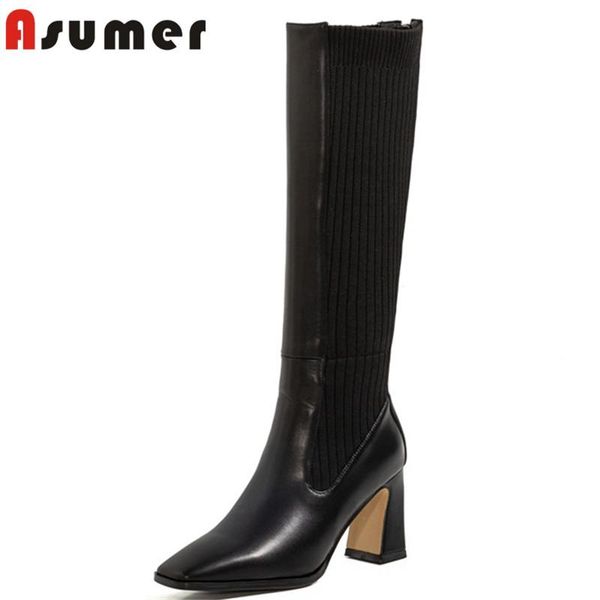 boots asumer 2021est knee high women square toe autumn winter pu +knitting stretch heel casual party shoes woman, Black
boots asumer 2021est knee high women square toe autumn winter pu +knitting stretch heel casual party shoes woman, Black