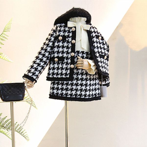 2021 autumn new arrival girls fashion houndstooth 2 pieces fashion suit coat+skirt kids tweed sets girls clothes ing, White
2021 autumn new arrival girls fashion houndstooth 2 pieces fashion suit coat+skirt kids tweed sets girls clothes ing, White